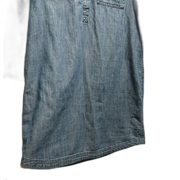 Old navy Women long sleeve half button denim cotton Shirt dress blue size medium - Picture 2 of 5